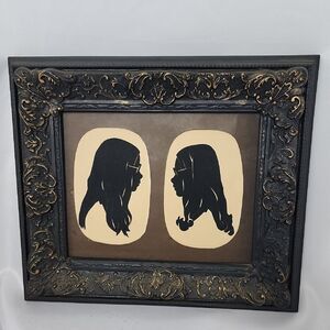 Vintage 70's Silhouettes In Vintage Ornate Black Frame With Brushed Brass Tone